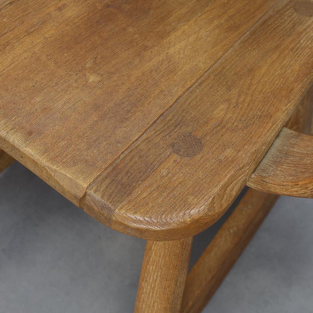 Brown Brutalist Rocking Chair in Oak attributed to De Puydt, 1970s For Sale - Image 8 of 9