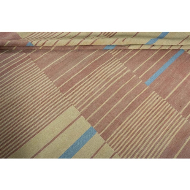 Beige Handwoven Kilim Rug in Wool For Sale - Image 8 of 9