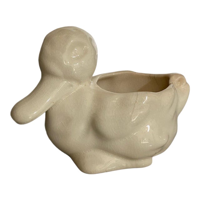 Small Antique Early 20th Century Ceramic Duck Dish Made in Usa For Sale