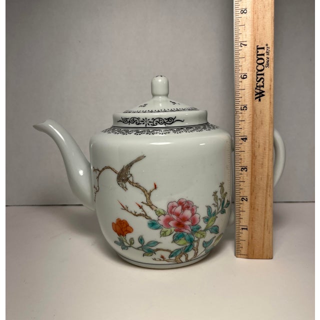 Vintage Chinese Jingdezhen Hand Painted Porcelain Tea Pot For Sale - Image 10 of 12