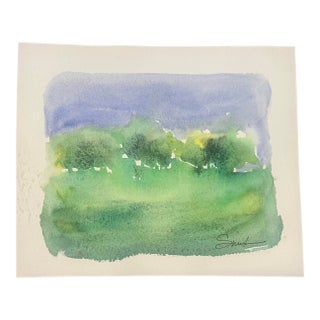 “Summer Fields” Original Watercolor Landscape by Nancy Smith For Sale