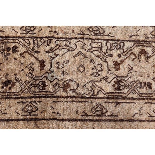 Beige Antique Persian Tabriz Beige Brown Handwoven Wool Rug For Sale - Image 8 of 9