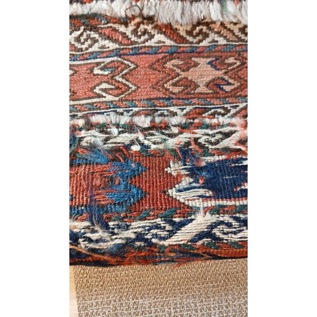 Antique Shahsavan Soumak Flatweave Bag Face Fragment – 21" X 27" For Sale - Image 4 of 16