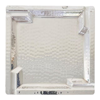 Castelli Hand-Hammered Silver Plate Ashtray, Parma, Italy, 1970s For Sale