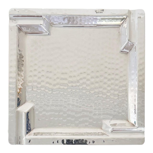 Castelli Hand-Hammered Silver Plate Ashtray, Parma, Italy, 1970s For Sale
