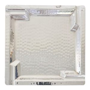 Castelli Hand-Hammered Silver Plate Ashtray, Parma, Italy, 1970s
