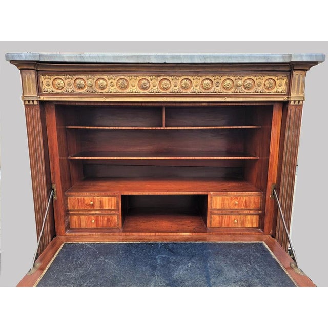 Grand Secretary with Flap in Marquetry, Late 19th Century For Sale - Image 4 of 18