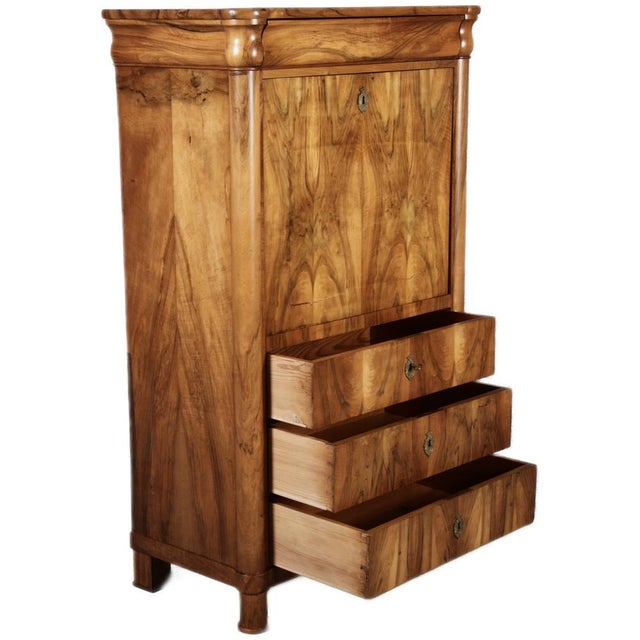 Mid 19th Century Small Antique Louis Philippe Secretaire in Walnut, 1840 For Sale - Image 5 of 18