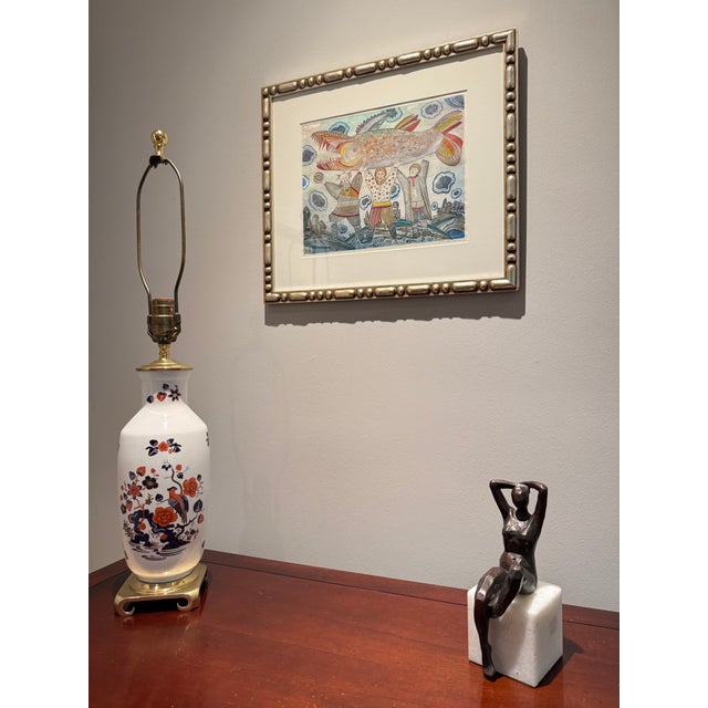 Bird of Paradise porcelain table lamp by John Aynsley. Beautifully decorated with blues and reds and gold leaf. A very...