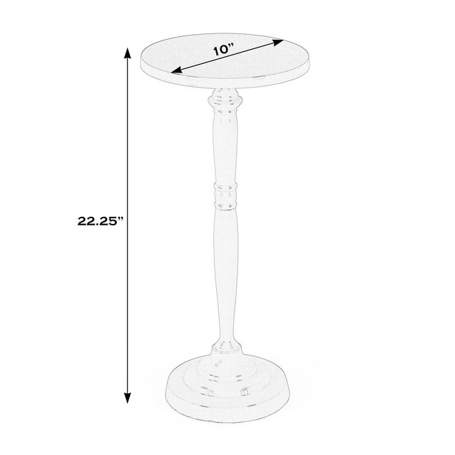 Traditional Landon Outdoor 10 in. W Round Metal Pedestal Base Side Table, Off White/Ivory Outdoor For Sale - Image 3 of 6