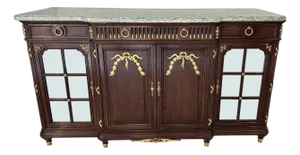 Late 19th Century 19th Century Bronze Mounted Louis XVI Marble Top Enfilade Buffet