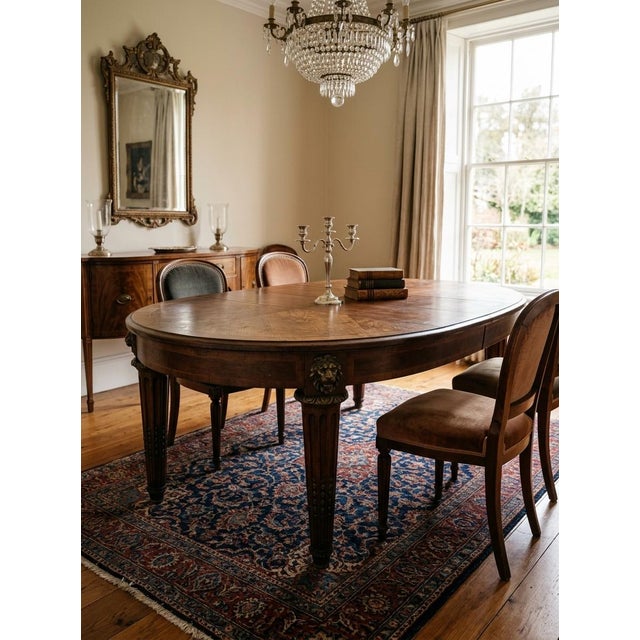 Asian French Louis XVI Style Neoclassical Oval Dining Table For Sale - Image 3 of 4