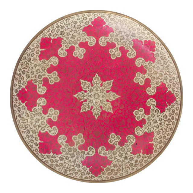 Vintage Medium Enameled Brass Finished Decorative Bowl For Sale