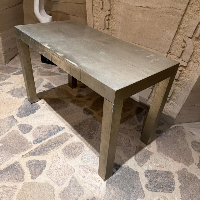 Parsons Metal Wrapped Desk Writing Table Modern For Sale - Image 9 of 9