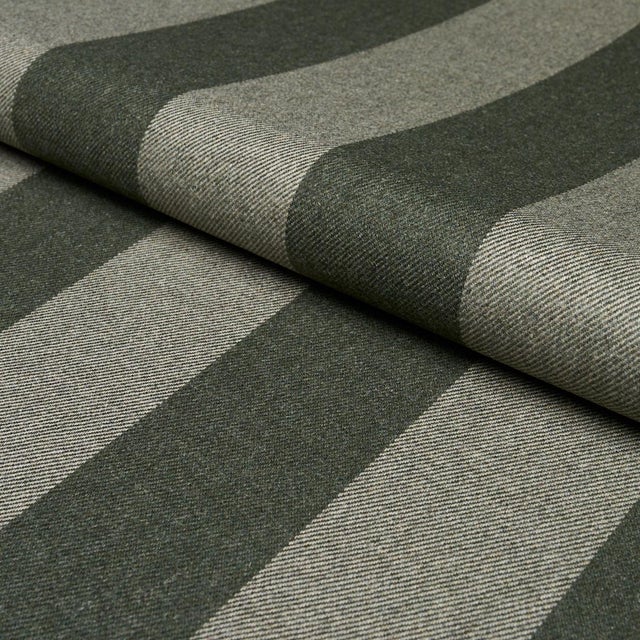 Schumacher Hemlock Stripe Fabric In Sage For Sale