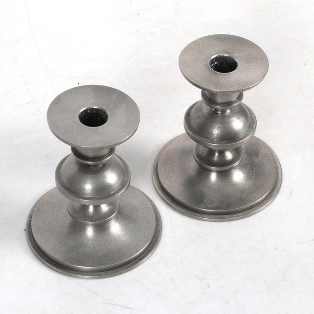 Scandinavian Modern Pewter Candlesticks by Edvin Ollers, 1971, Set of 2 For Sale - Image 4 of 8