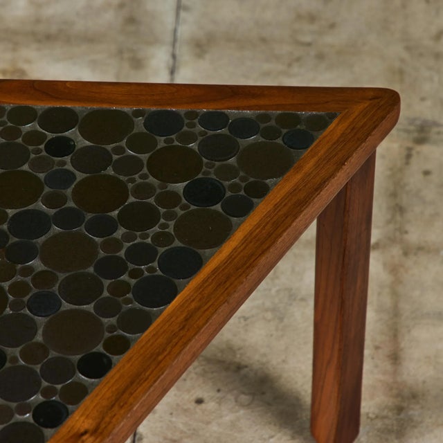 Mid-Century Modern Gordon & Jane Martz Triangular Black Coin Tile Mosaic Side Table For Sale - Image 3 of 12