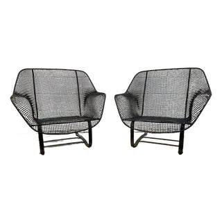 Pair of Vintage Mesh Spring Lounge Chairs Attributed to Russell Woodard For Sale