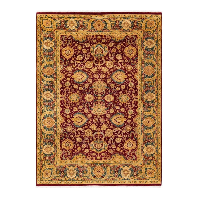 Vintage Moroccan Hand Knotted Wool Area Rug, Burgundy - 6'1" X 8'7" For Sale - Image 9 of 9