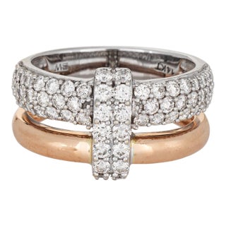 1.11ct Diamond Ring 2 Bands in One 14k Rose Gold Ring Sz 5.75 Estate Jewelry For Sale