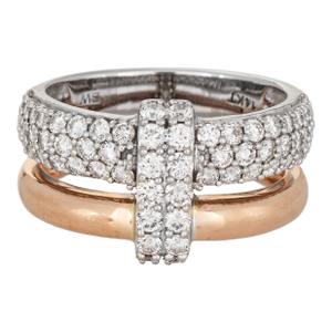 1.11ct Diamond Ring 2 Bands in One 14k Rose Gold Ring Sz 5.75 Estate Jewelry