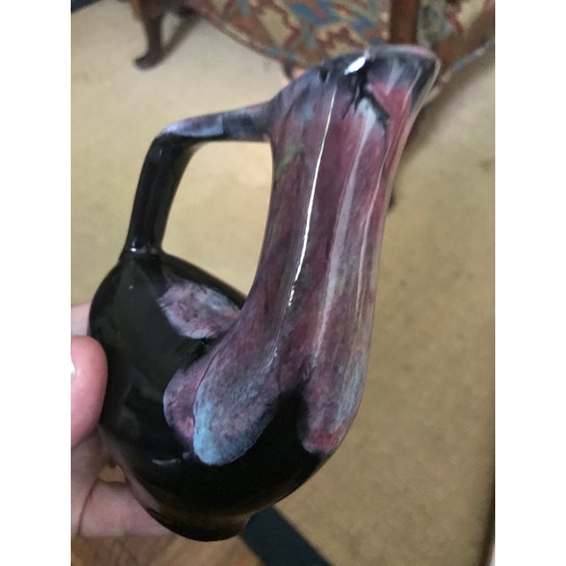 Mid-Century California Pottery Modern Drip Glaze Pitcher For Sale - Image 4 of 7