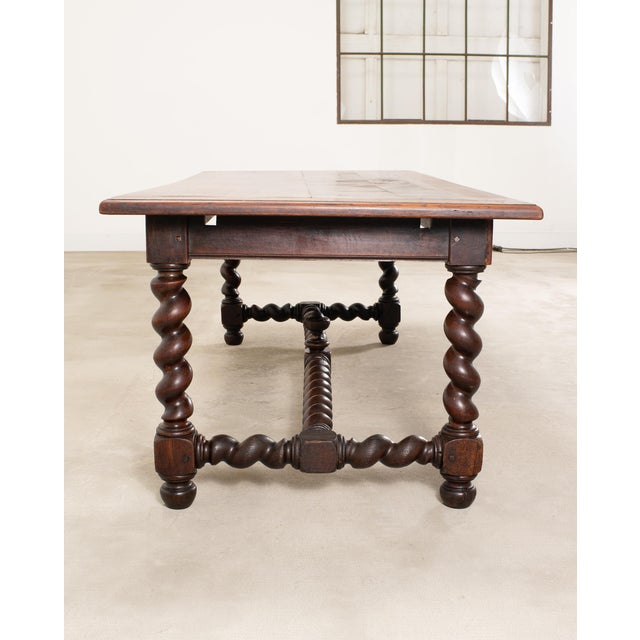 19th C. French Louis XVIII Style Oak Barley Twist Dining Table 7 Ft For Sale In Sacramento - Image 6 of 18