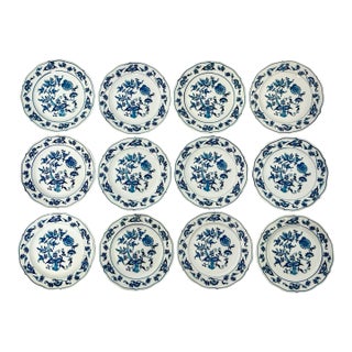 1950s Vintage Japanese Chinoiserie Meissen Blue Danube Bread & Butter Plates - Set of 12. For Sale