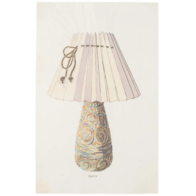 Lamp'' is an original china ink and watercolor drawing on ivory-colored paper by Anonymous Artist of XIX Century. In very...