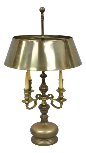 Vintage Chapman French Country Brass Tole Metal Bouillotte Desk Table Lamp