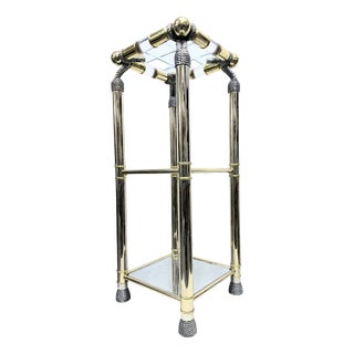 Hollywood Regency 2-Tone Brass and Acrylic Tiered Serving Stand attributed to Curvasa Muebles, 1970s For Sale