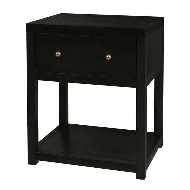 Black Nora 21 in. W Rectangular Wood 1 Drawer Small Nightstand with Lower Open Shelf, Antique Coffee For Sale - Image 8 of 8