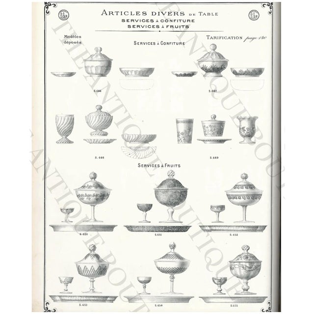 Antique French Baccarat Eugene Rousseau Enamel Glass Clair de Lune Fruit Dessert Compote Serving Set - Set of 7 For Sale - Image 6 of 8