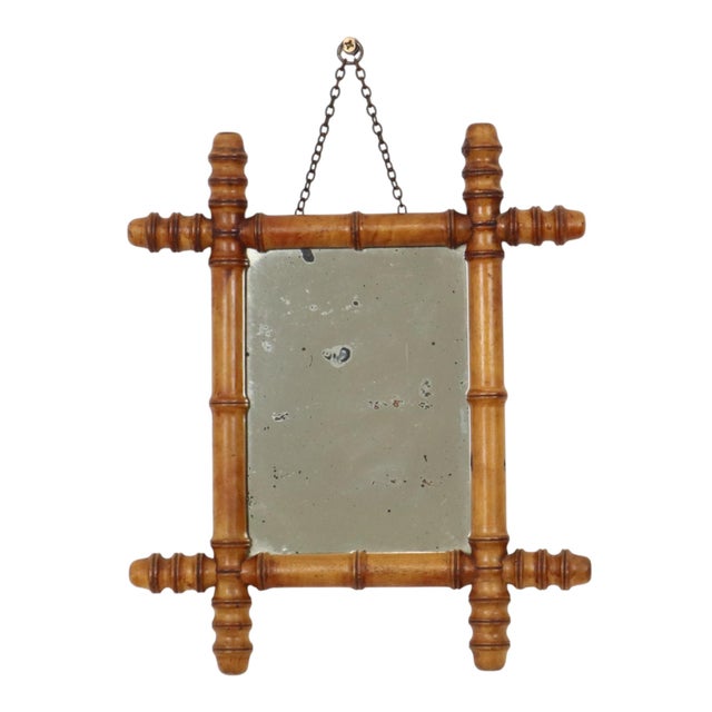 Antique Wooden Faux Bamboo Chinoiserie Mirror, 1890s For Sale - Image 3 of 14