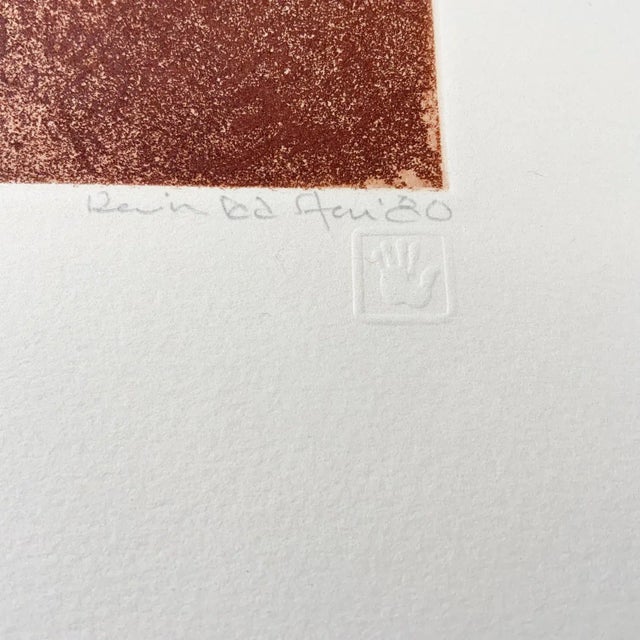 1980 etching on paper by Kevin Red Star (b. 1943) Montana, Crow tribe, titled Crow Res Cop II. Signed, titled and numbered...