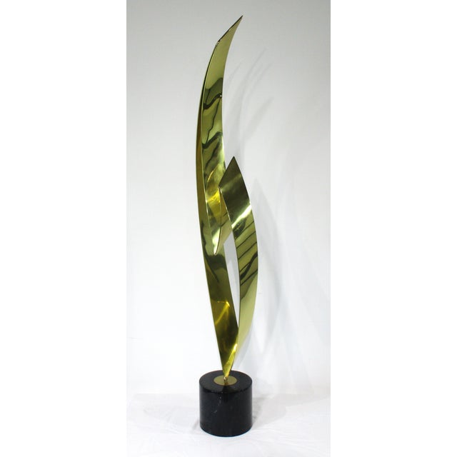 Abstract Curtis Jere Large Brass and Marble Flame Sculpture For Sale - Image 3 of 12