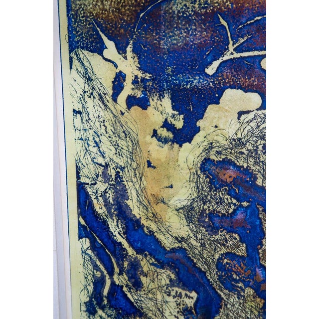 1960s Mid Century Modern Art Print Artist Proof Abstract Splatter Yellow Orange Blue For Sale - Image 4 of 12