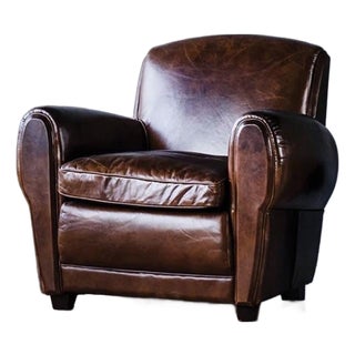 Matthew Izzo Home Leather Gustav Library Club Chair For Sale