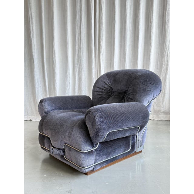 Space Age Velvet and Chrome Chair by Adriano Piazzesi, Italy, 1960s For Sale - Image 3 of 17