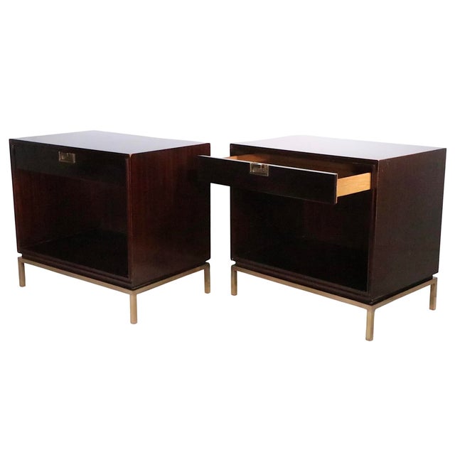 Baker Furniture Company Early 21st Century Pair of Hollywood Regency Style Nightstands Made Italy Designed by Thomas Pheasant for Baker Funiture For Sale - Image 4 of 16
