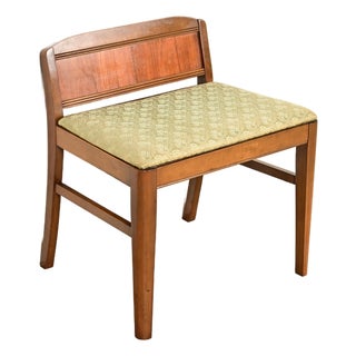Art Deco Carved Walnut Vanity Stool | Circa 1920s For Sale
