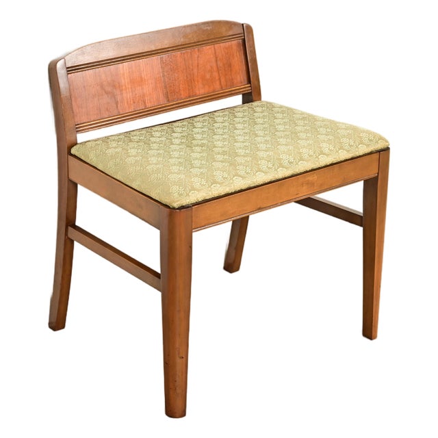 Art Deco Carved Walnut Vanity Stool | Circa 1920s For Sale