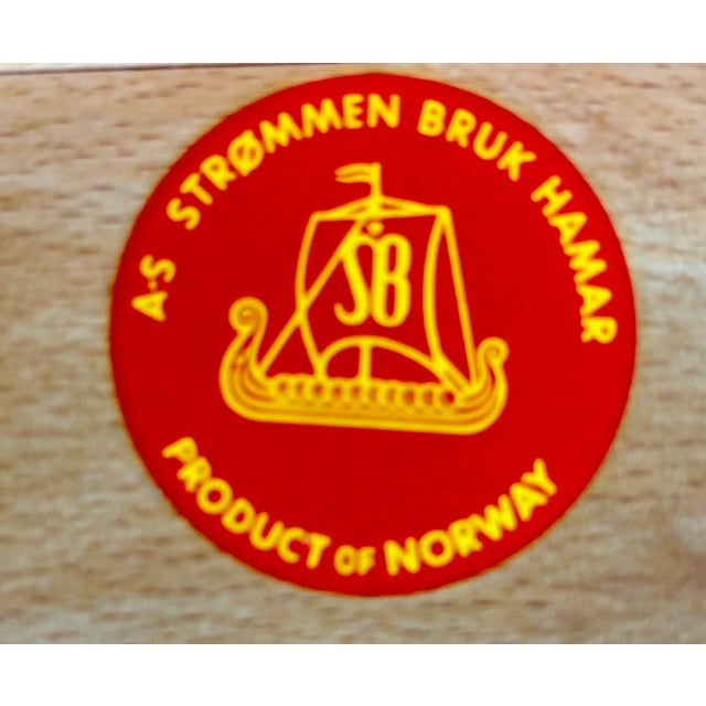 Brown Mid 20th Century Stromenn Bruk Hamar Norway Mid-Century Modern Wooden Sewing Box For Sale - Image 8 of 13