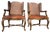 A Pair of Custom Ralph Lauren Wingback Lounge Chairs Upholstered in Leather and Paisley For Sale - Image 13 of 18