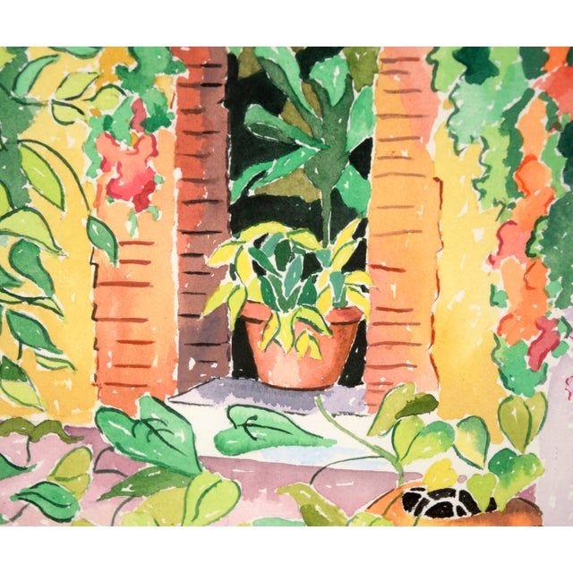 Patio in Bloom - Watercolor on Heavy Paper by Jean Harney For Sale In Monterey, CA - Image 6 of 8