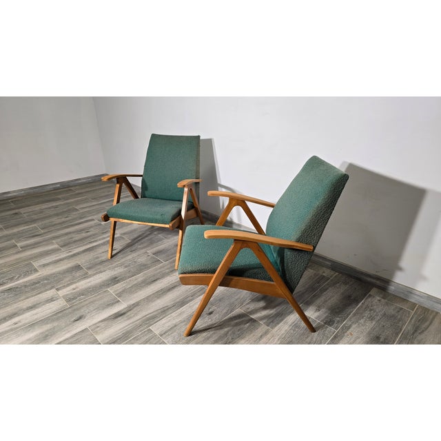 Textile Mid-Century Armchairs, Set of 2 For Sale - Image 7 of 9