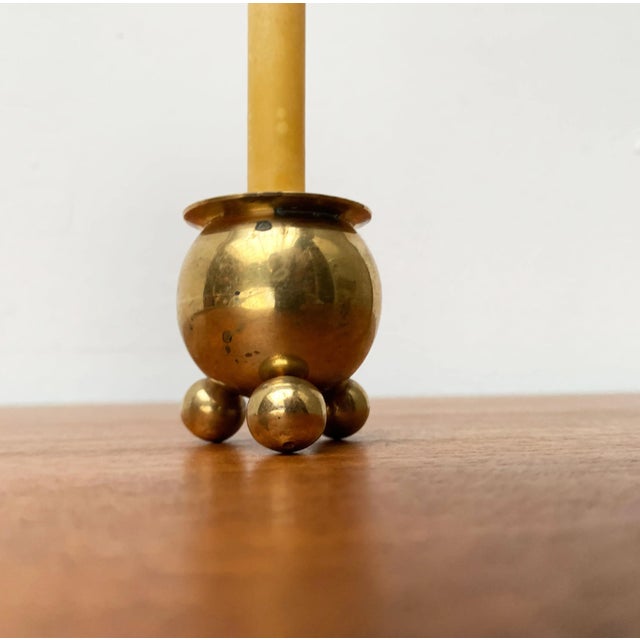 Mid-Century Scandinavian Brass Candleholder, 1960s, in Very Good conditions. Designed 1960 to 1969