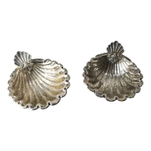 Mid-Century Italian 800 Silver Shell Seashell Shaped Bowls or Dishes