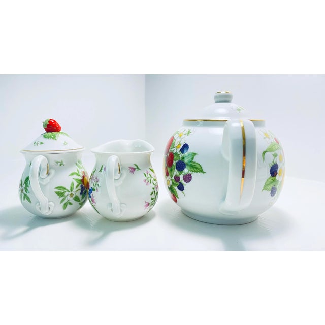 Vintage Lenox Orchard Strawberry Porcelain Tea Pot, Sugar