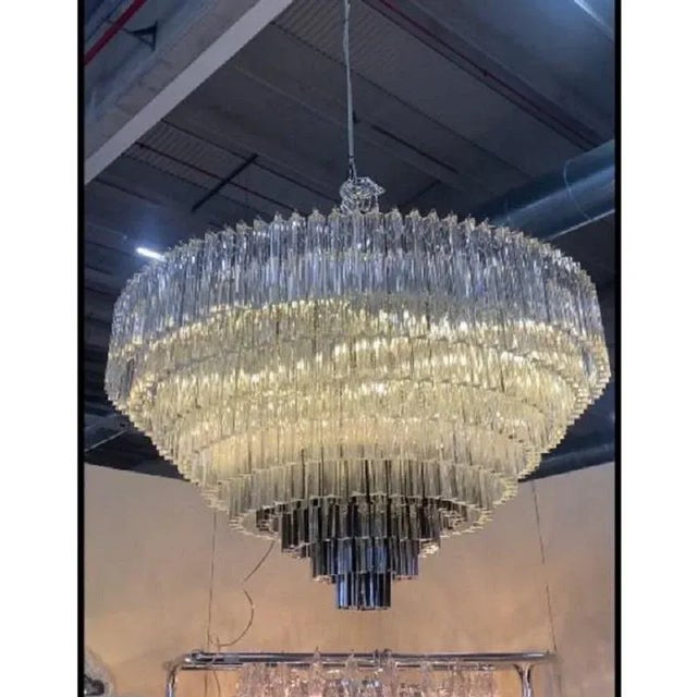 Transparent and Black Triedro Murano Glass Chandelier by Simong For Sale - Image 10 of 10